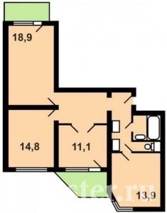 Dispunerea unui apartament cu 3 camere p-44t