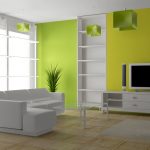 Interior galben cu mobilier alb