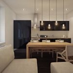 Perete de cărămidă în interiorul unui apartament de studio