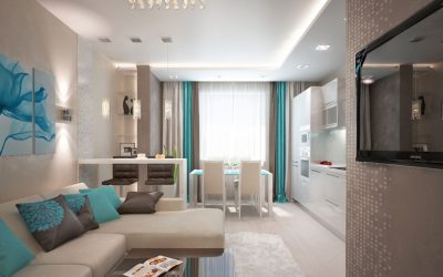 Proiectarea unei camere de living combinate de bucătărie de 18 mp. m +50 fotografie