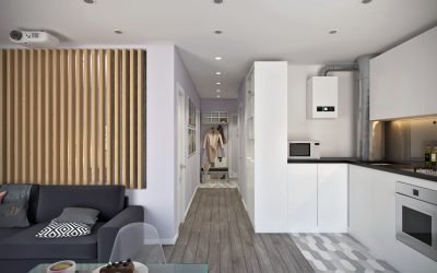 Designul interior al apartamentului este de 45 de metri pătrați. m