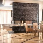 Peretele negru din piatră decorativă în designul apartamentului