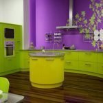 Design elegant de culoare verde și violet pentru bucătărie