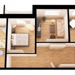 Proiect de design 3D al unui apartament cu trei camere