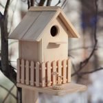 birdhouse محلية الصنع مصنوعة من لوحات مخططة