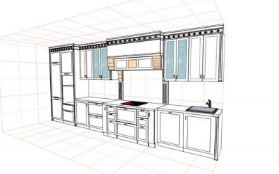 Desen al bucătăriei cu dimensiunile tuturor dulapurilor: auto-proiectare