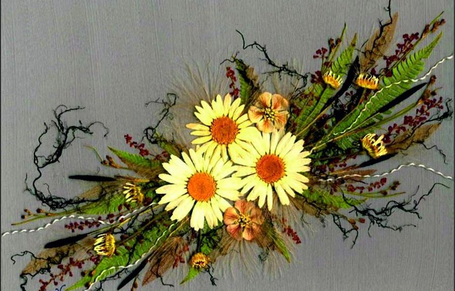 Panneau de fleurs séchées